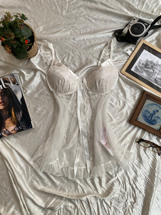 White sequin lace corset ✨