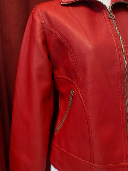 Vegan leather rich red biker jacket 🔥
