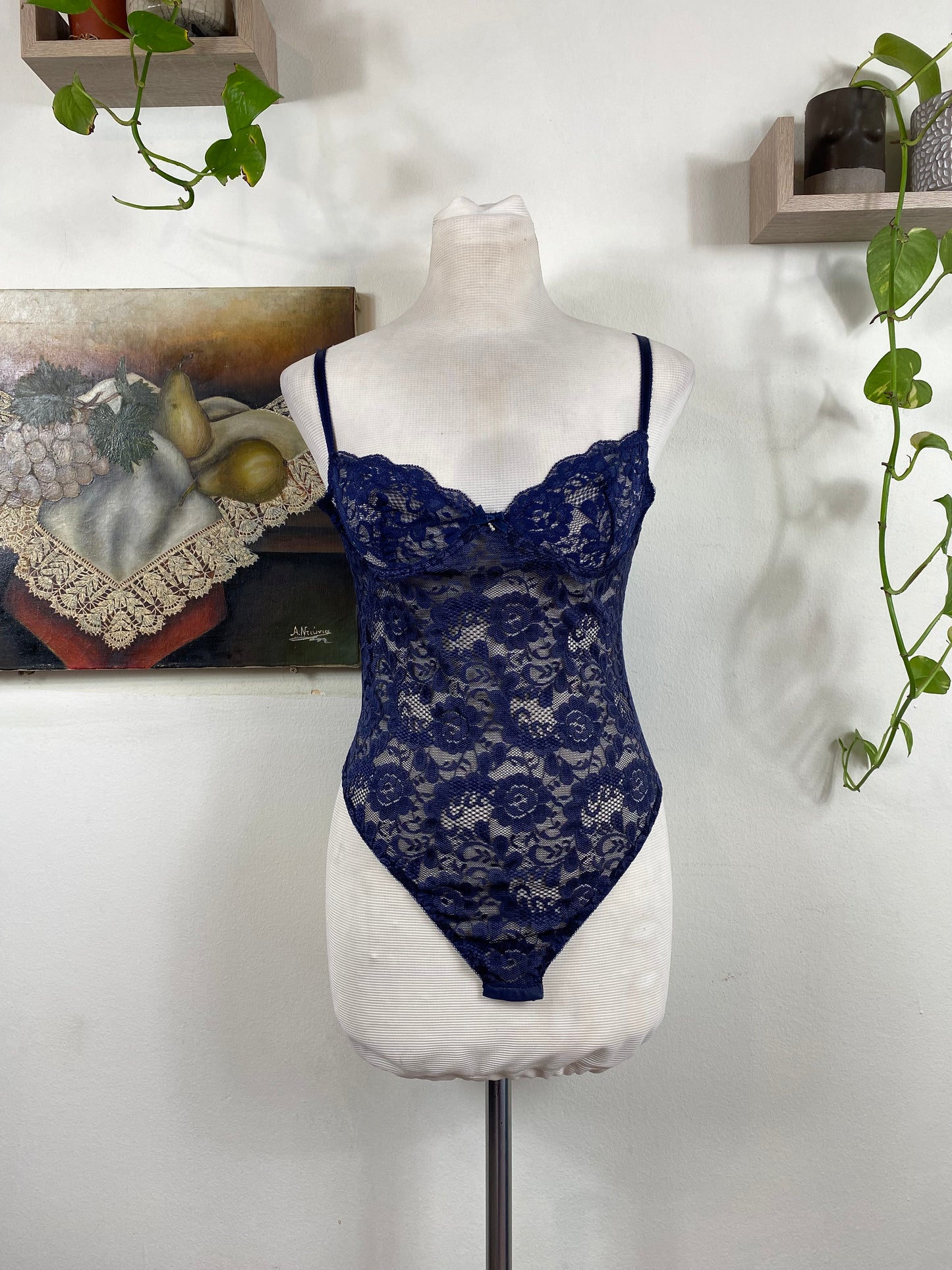 Brand new dark blue lace bodysuit 70B