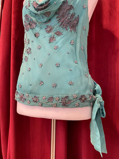 100% silk brand new aftershock blue summer top 💙