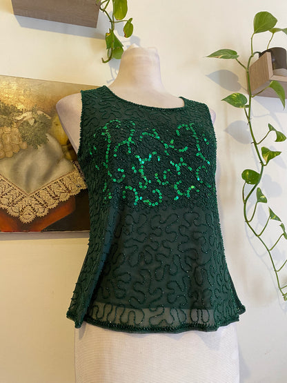 Brand new emerald 2 toned sequin top