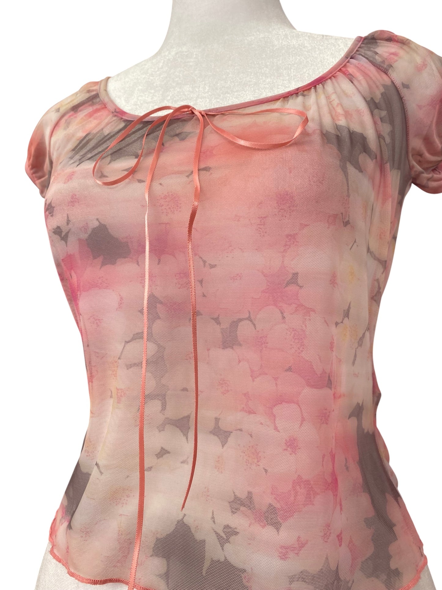 See through floral pink top 💐