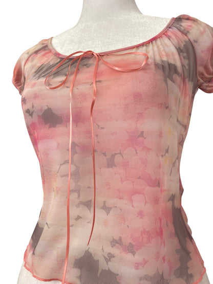 See through floral pink top 💐