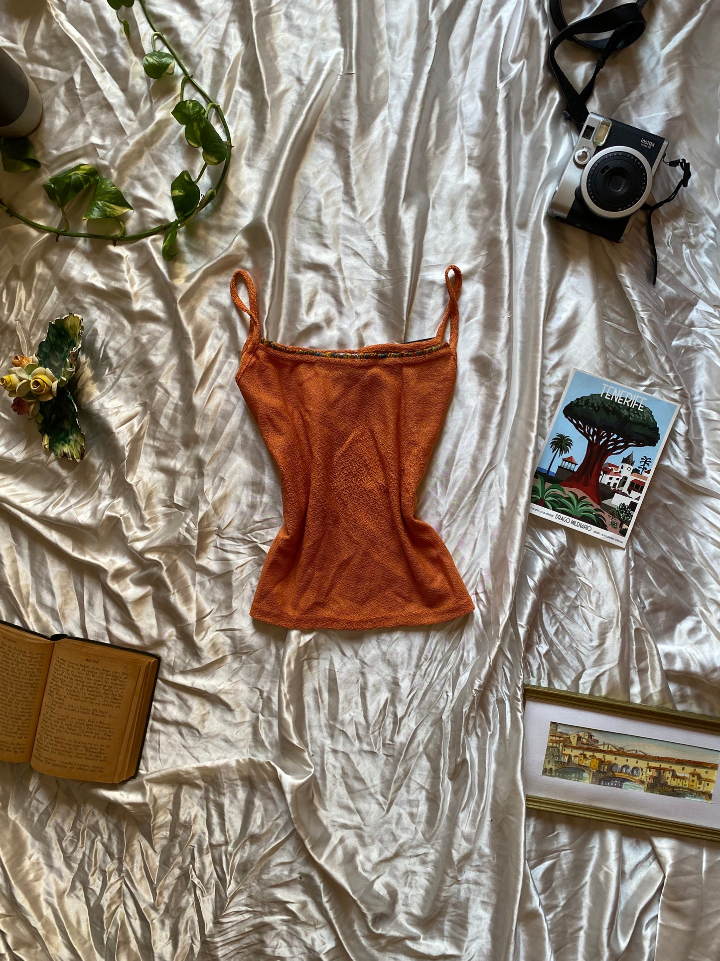 Brand new orange crochet like top
