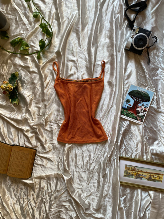 Brand new orange crochet like top
