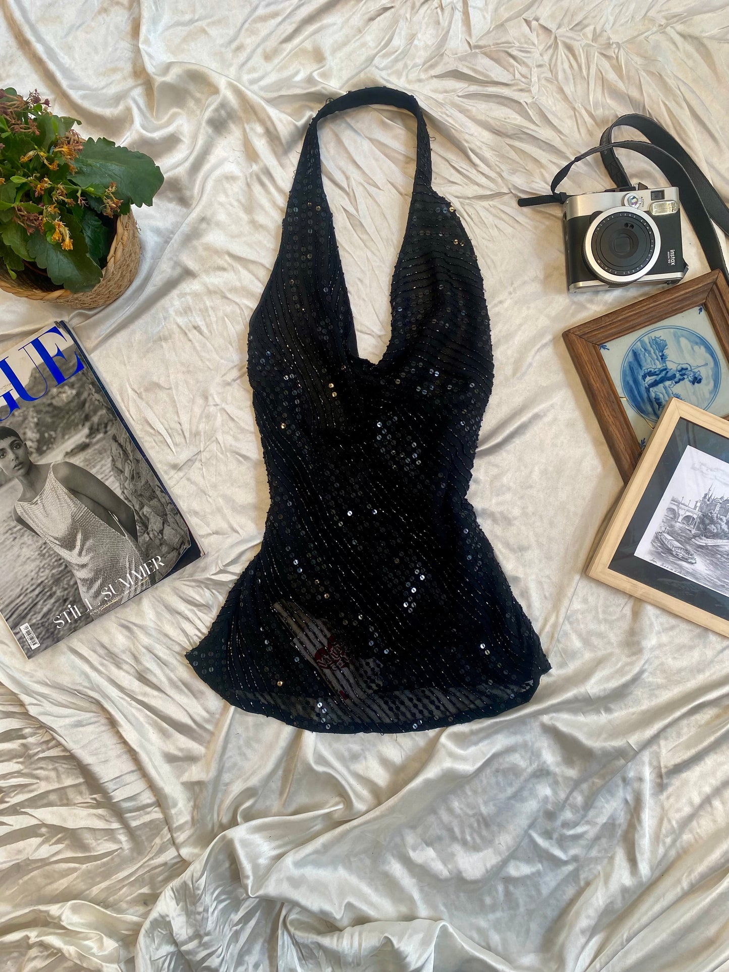 100% silk brand new aftershock black handbeaded top 🖤