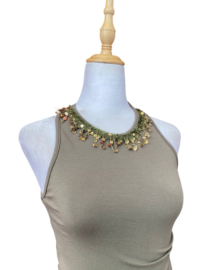 Khaki sequin crop top ✨