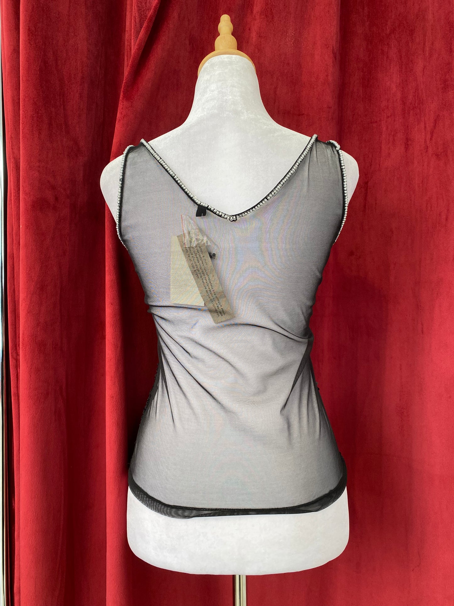 Handbeaded black mesh top 🧚