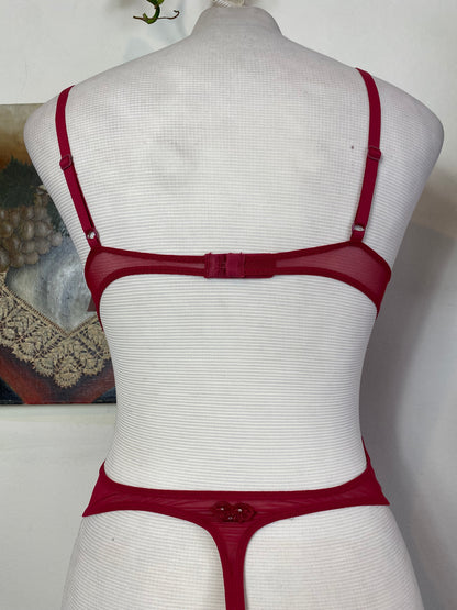 Brand new red 80B bodysuit with open back