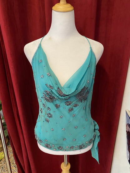 100% silk brand new aftershock blue summer top 💙