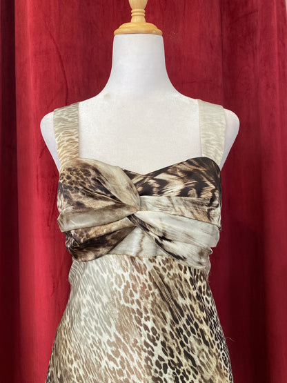 Leopard brand new floor length gown with open back