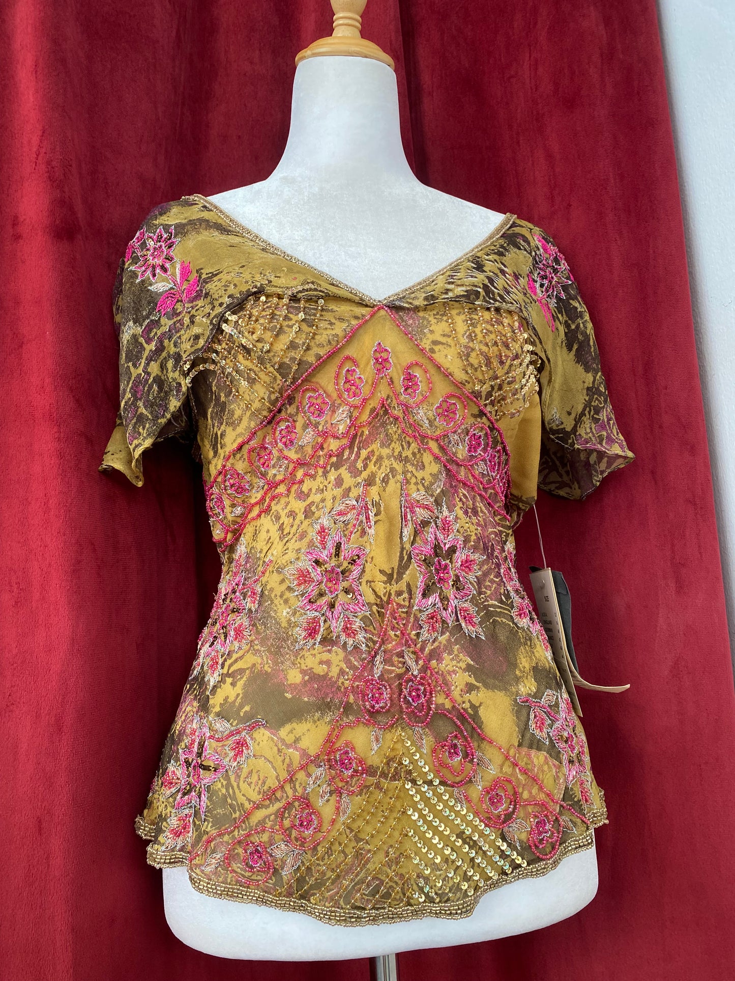 100% silk handbeaded luxury blouse