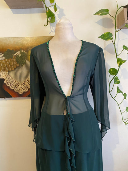 2 piece brand new emerald set with sequin details
