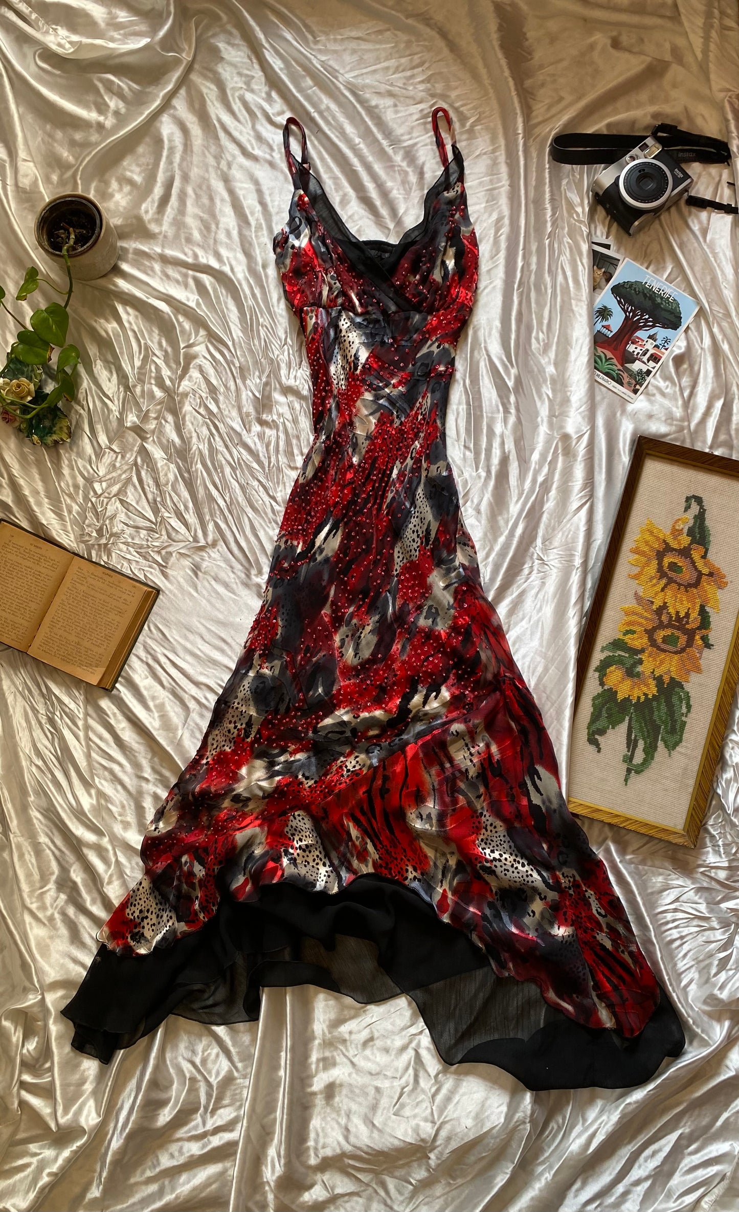 100% silk brand new handbeaded maxi gown