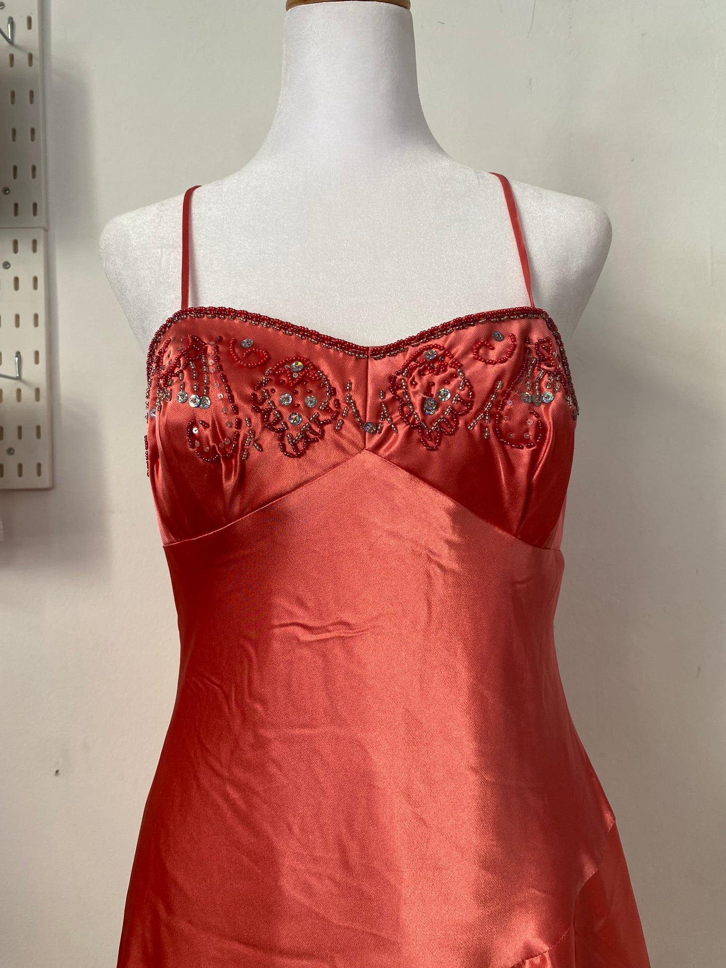 Brand new satin dress with sequin details