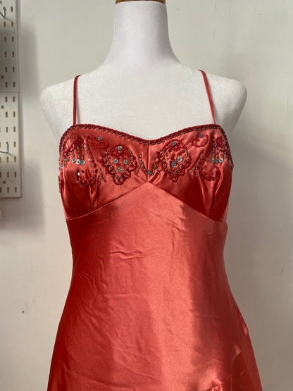 Brand new satin dress with sequin details