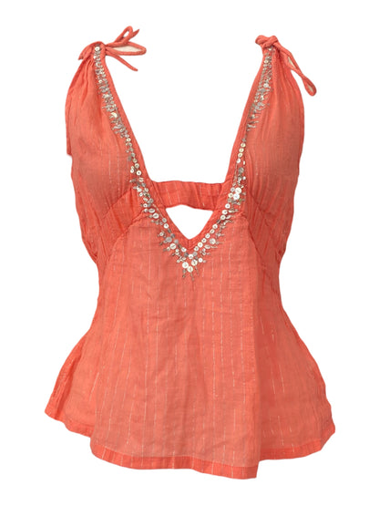 Coral sequin top