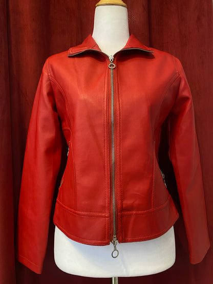 Vegan leather rich red biker jacket 🔥