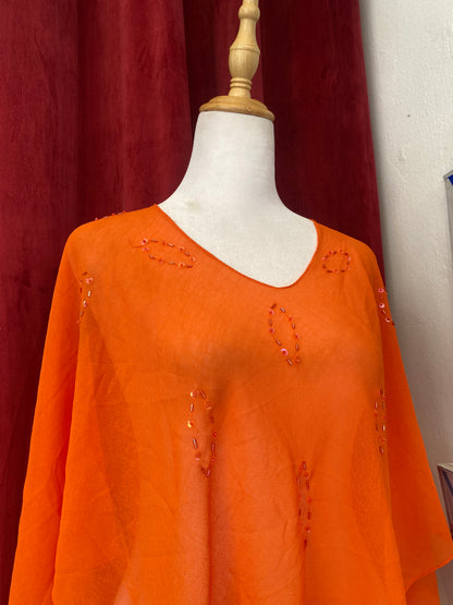 Orange sequin poncho 🧡