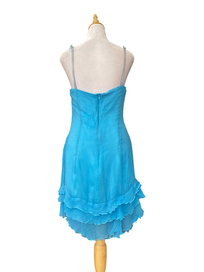 100% silk corseted dress with flower straps 🦋