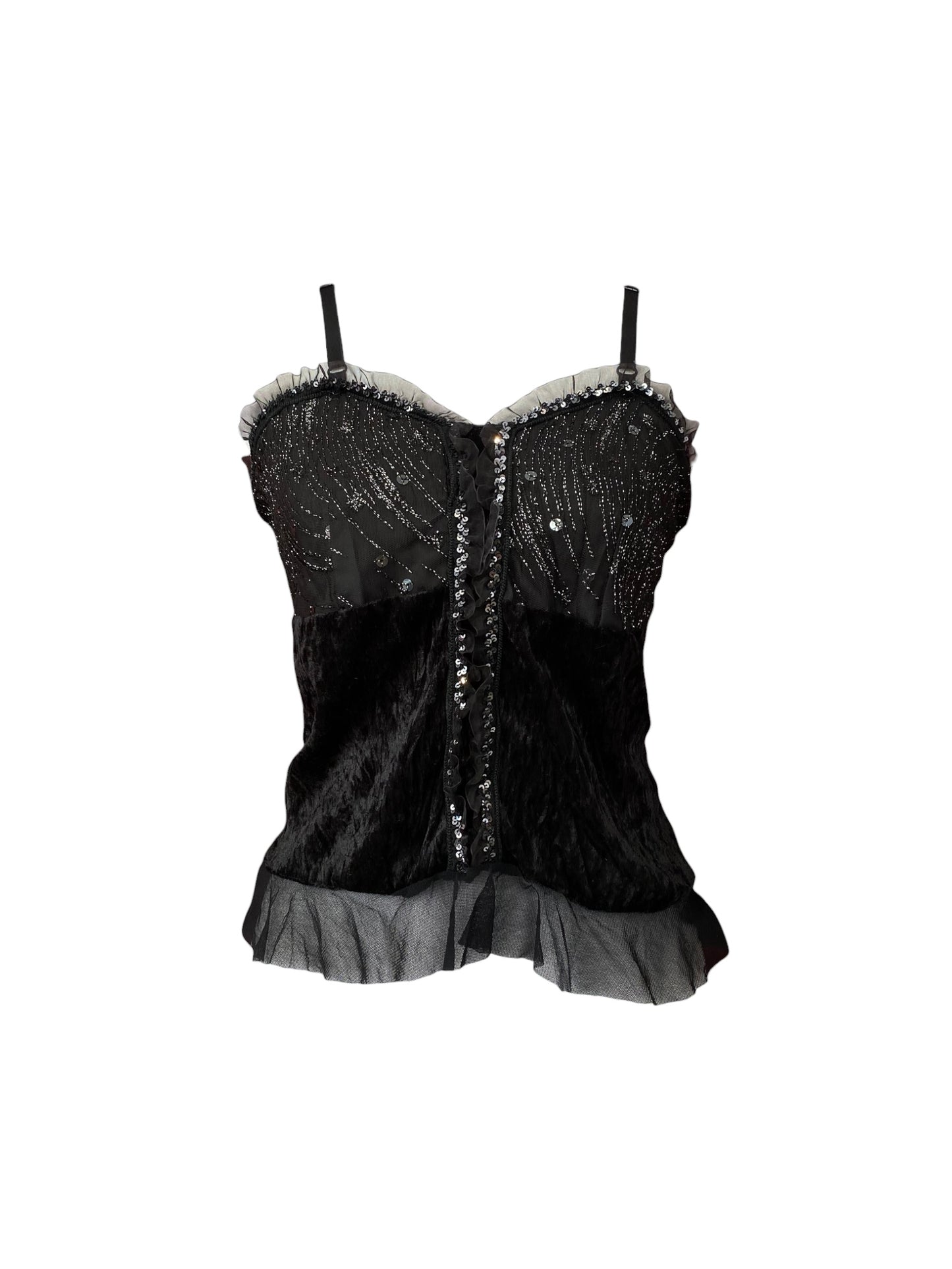 Black y2k velvet sequin top ♟️