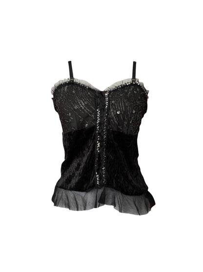 Black y2k velvet sequin top ♟️