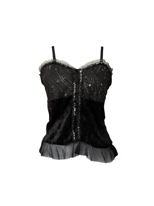 Black y2k velvet sequin top ♟️
