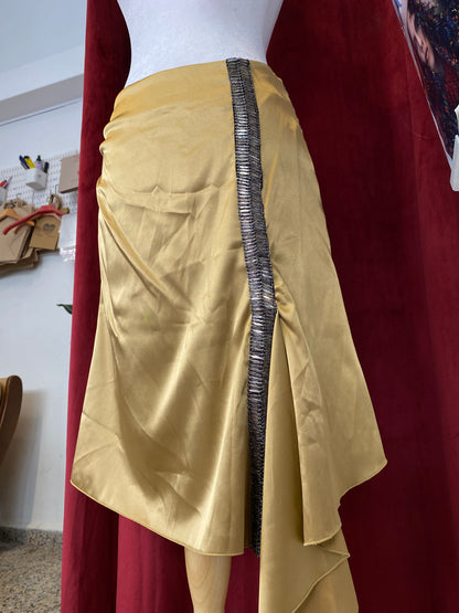 Brand new satin Toi&Moi gold skirt