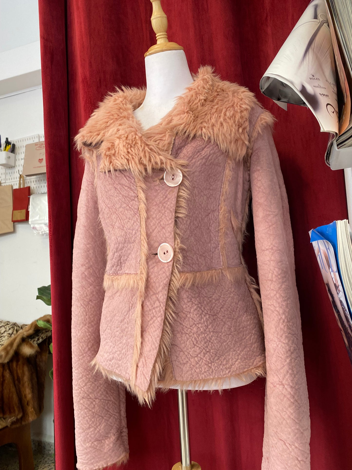 Morgan de toi short pink Afghan coat