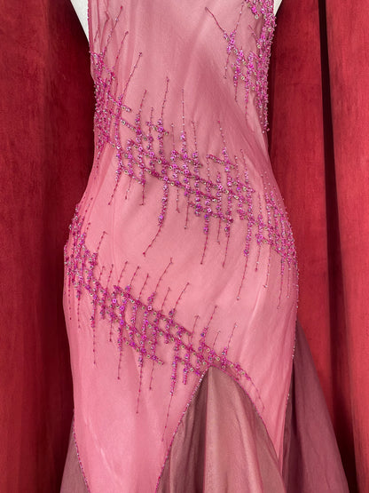 Bordeaux Whisper Asymmetrical Gown