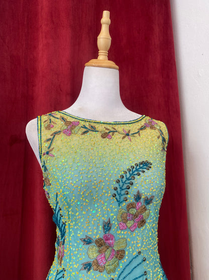 100% silk sequin ocean top 🌊