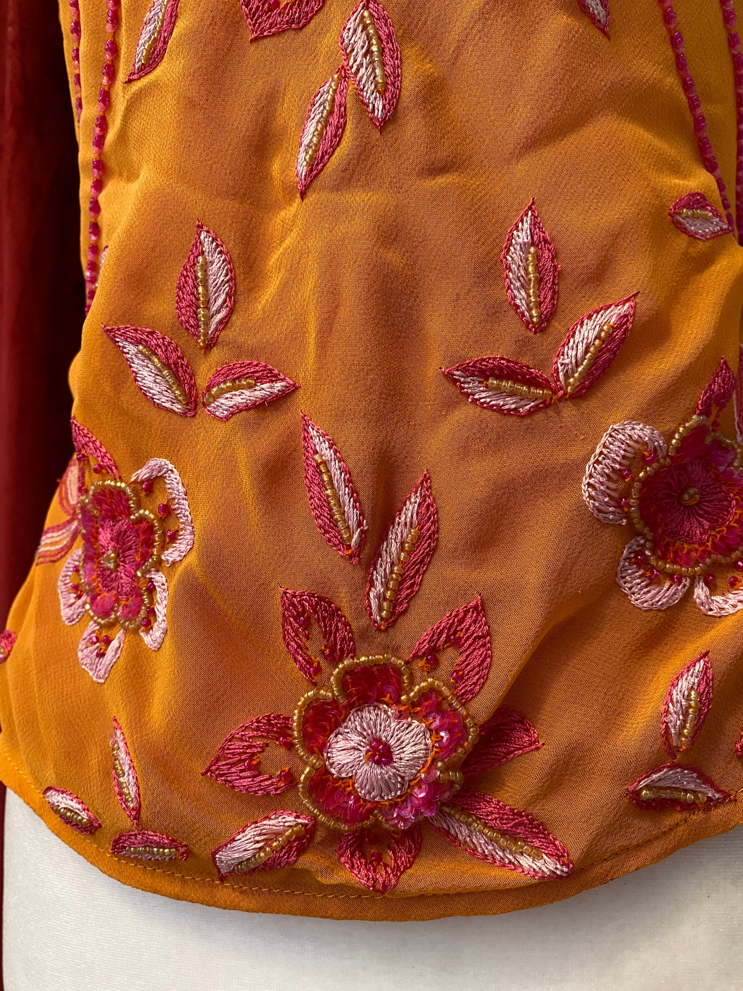 100% silk brand new orange open back handbeaded top 🍊