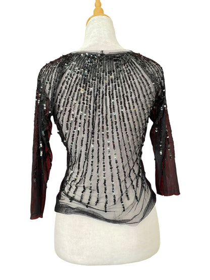 Handbeaded sequin top