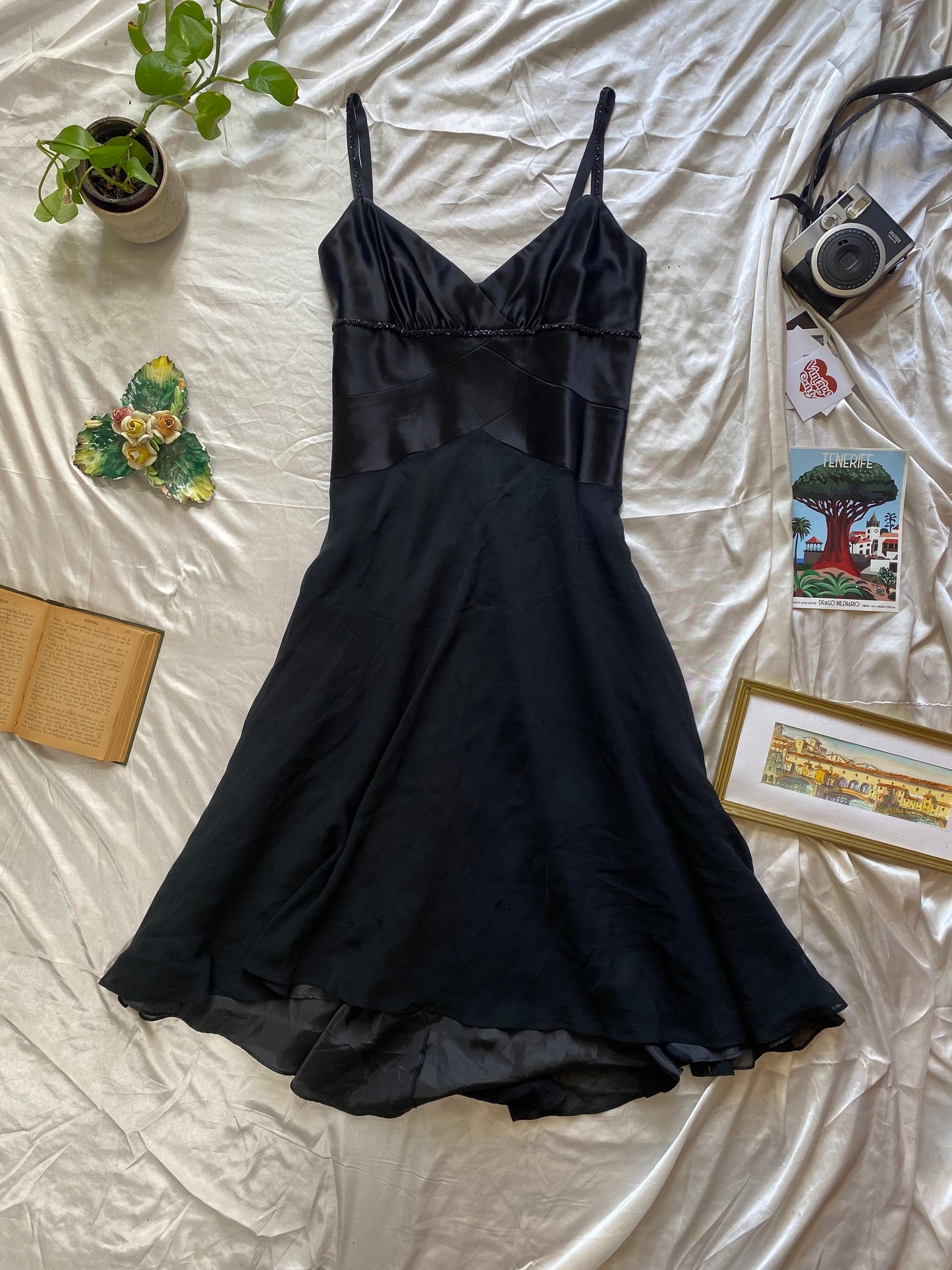 Black midi gown with sequin details