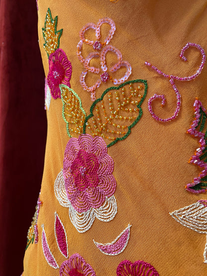100% silk brand new orange handbeaded top 🧡