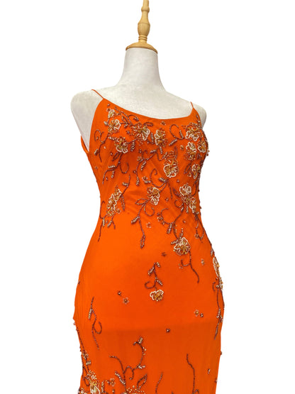 100% silk sunset handbeaded gown 🏵️