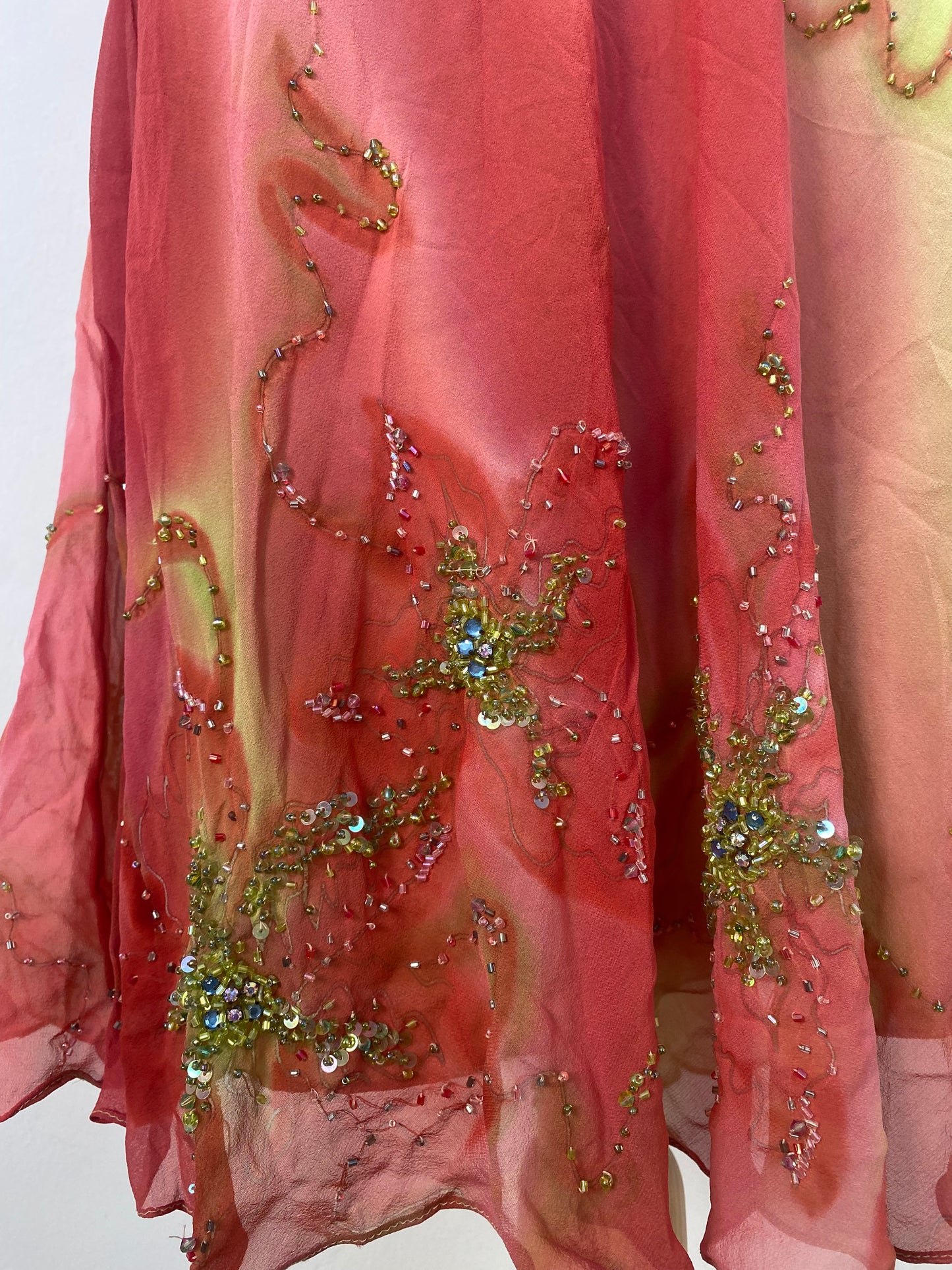 100% silk brand new fairy one of a kind gown with handbeaded details