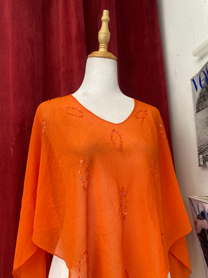 Orange sequin poncho 🧡