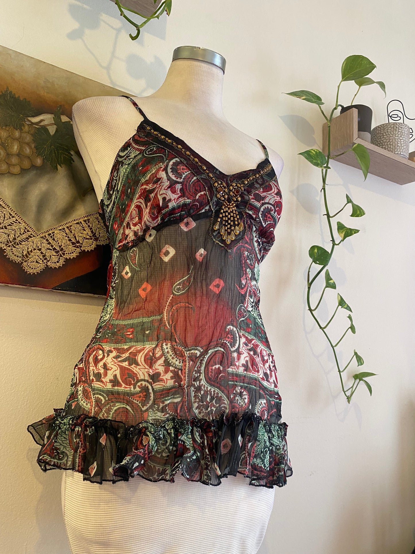 Silk based brand new beaded top