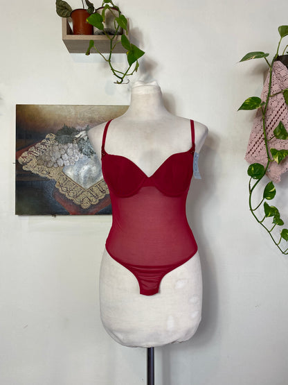 Brand new red 80B bodysuit with open back