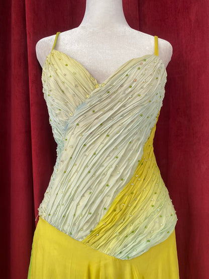 100% silk hand painted floor length gown