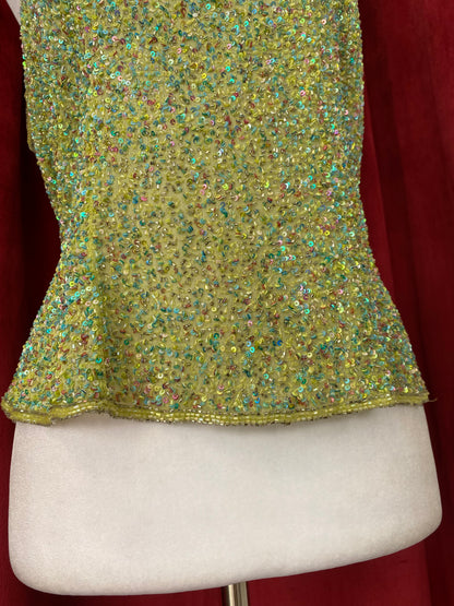 100% silk handbeaded green top 🧚