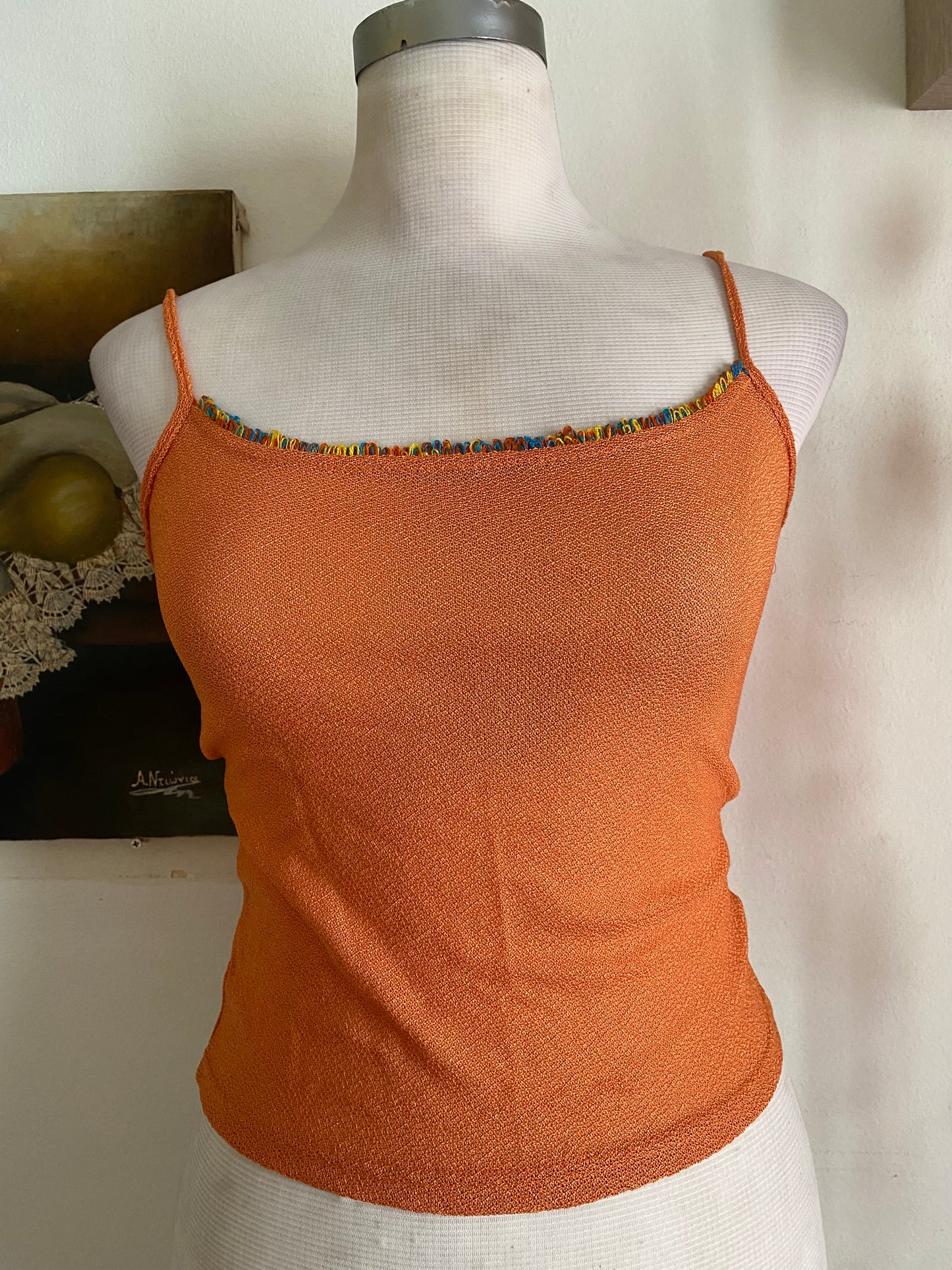 Brand new orange crochet like top