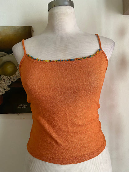 Brand new orange crochet like top