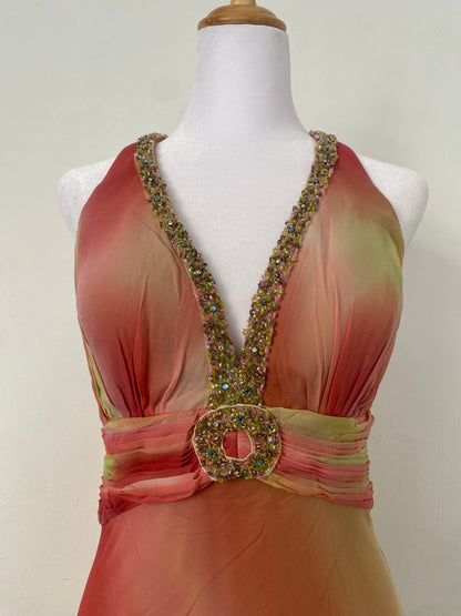 100% silk brand new fairy one of a kind gown with handbeaded details