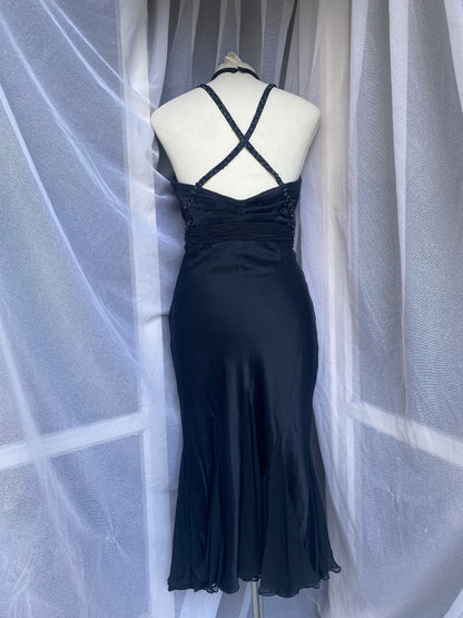 Black brand new silk elegant gown