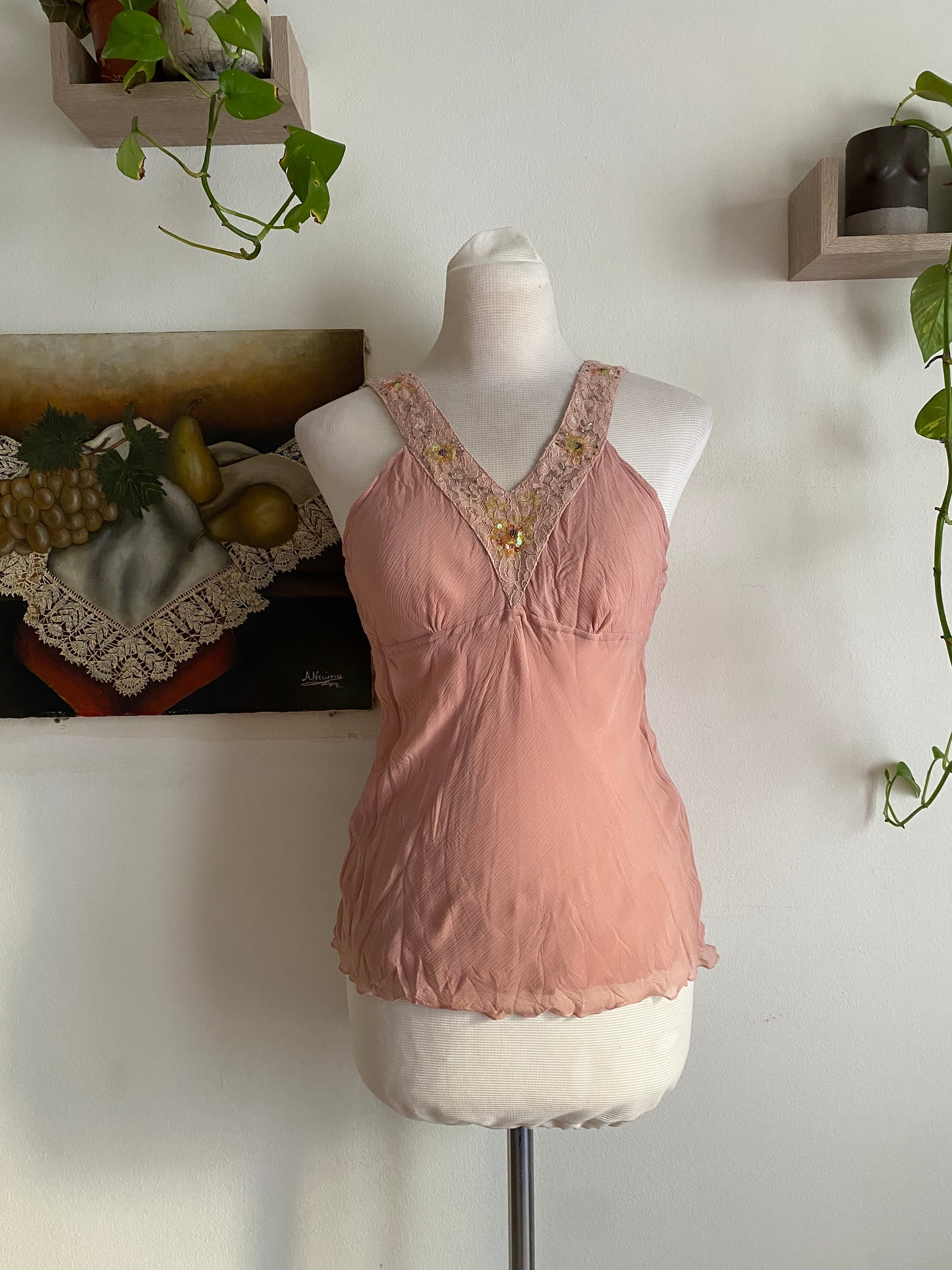 Light pink summer sequin top