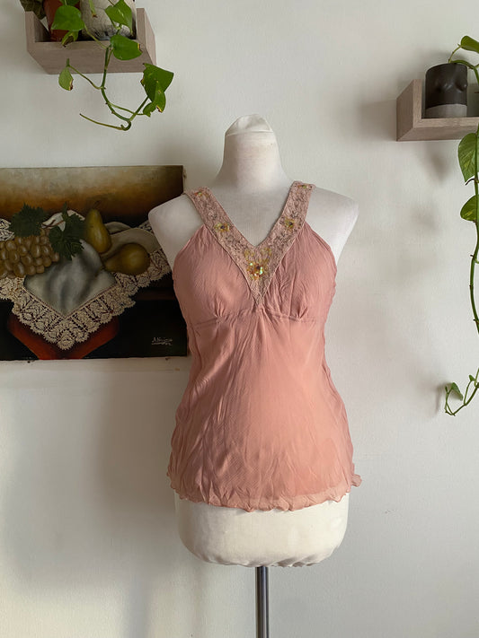 Light pink summer sequin top