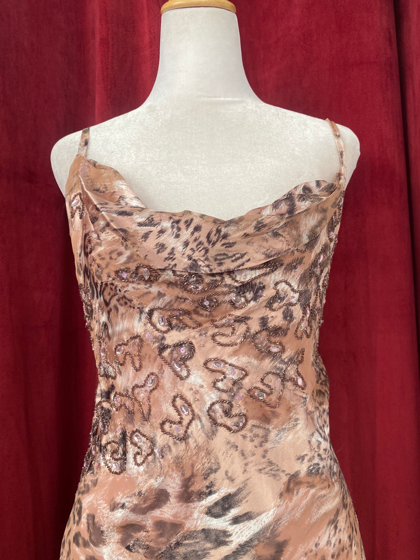 Desert Leopard Silk gown in baby pink