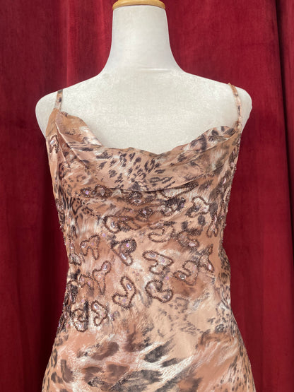 Desert Leopard Silk gown in baby pink